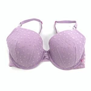 Victoria's Secret Heart Print Lined Demi Push Up Bra 36DDD Lilac Light Purple VS